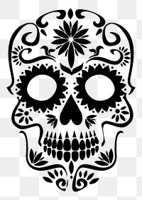 Mexican skull png sticker, Day of the Dead transparent background. Free public domain CC0 image.