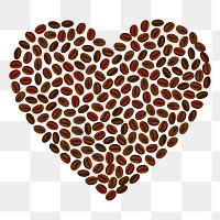 Png heart coffee beans  sticker, transparent background. Free public domain CC0 image.