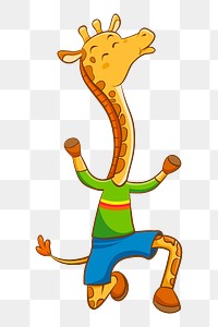 Cartoon giraffe png sticker, transparent background. Free public domain CC0 image.