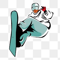 Snowboarding  png sticker, transparent background. Free public domain CC0 image.