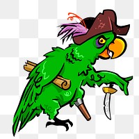 Pirate parrot png sticker, transparent background. Free public domain CC0 image.