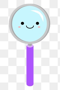 Png cute magnifying glass  sticker, transparent background. Free public domain CC0 image.