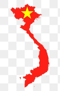 Png Vietnam flag map sticker, transparent background. Free public domain CC0 image.