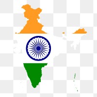 Png India flag map sticker, transparent background. Free public domain CC0 image.