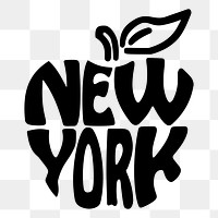 New York typography png sticker, apple transparent background. Free public domain CC0 image.