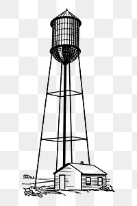 Reservoir tower png sticker, transparent background. Free public domain CC0 image.