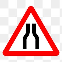 Narrow road sign png sticker illustration, transparent background. Free public domain CC0 image.