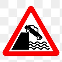 Cliff warning sign png sticker, traffic illustration, transparent background. Free public domain CC0 image