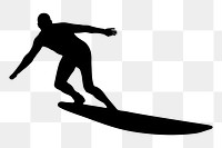 Man surfing silhouette png sticker, transparent background. Free public domain CC0 image