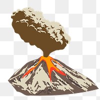 Volcanic eruption png sticker, nature illustration, transparent background. Free public domain CC0 image