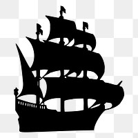 Ship silhouette png sticker, vehicle illustration, transparent background. Free public domain CC0 image