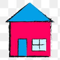 House png crayon drawing sticker, transparent background. Free public domain CC0 image