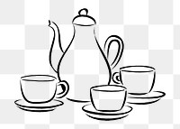 Tea set png sticker illustration, transparent background. Free public domain CC0 image.