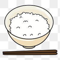 Rice bowl png sticker, Japanese food illustration, transparent background. Free public domain CC0 image