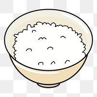 Rice bowl png sticker, Japanese food illustration, transparent background. Free public domain CC0 image