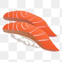 Salmon sushi png sticker, Japanese food illustration, transparent background. Free public domain CC0 image