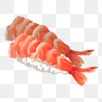 Shrimp sushi png sticker, Japanese food illustration, transparent background. Free public domain CC0 image