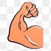 Flexing arm png sticker, wellness illustration, transparent background. Free public domain CC0 image