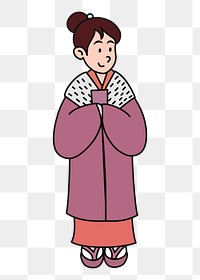 Japanese kimono woman png sticker, transparent background. Free public domain CC0 image