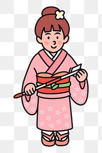 Japanese kimono woman png sticker, transparent background. Free public domain CC0 image