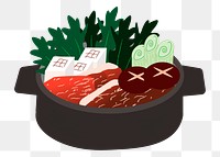 Sukiyaki hot pot png sticker, Japanese food illustration, transparent background. Free public domain CC0 image