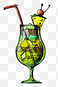 Cocktail png sticker, alcoholic beverage illustration, transparent background. Free public domain CC0 image