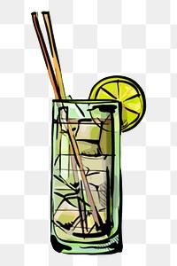 Cocktail png sticker, alcoholic beverage illustration, transparent background. Free public domain CC0 image