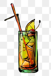 Cocktail png sticker, alcoholic beverage illustration, transparent background. Free public domain CC0 image