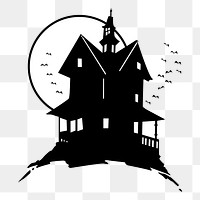 Haunted house png sticker, Halloween illustration, transparent background. Free public domain CC0 image