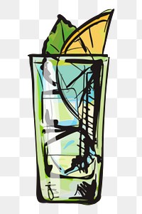 Cocktail png sticker, alcoholic beverage illustration, transparent background. Free public domain CC0 image