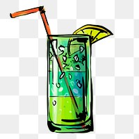 Cocktail png sticker, alcoholic beverage illustration, transparent background. Free public domain CC0 image