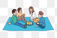 People on picnic png sticker, transparent background. Free public domain CC0 image