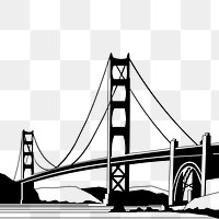 Golden gate bridge png silhouette border sticker, American landmark illustration, transparent background. Free public domain CC0 image.