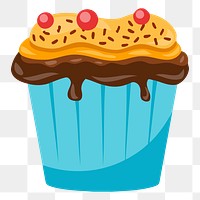 Cupcake png sticker dessert illustration, transparent background. Free public domain CC0 image.