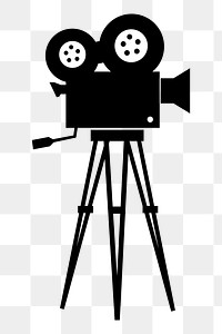 Vintage video camera png silhouette sticker object illustration, transparent background. Free public domain CC0 image.