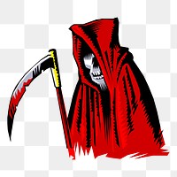 Grim Reaper png sticker Halloween illustration, transparent background. Free public domain CC0 image.