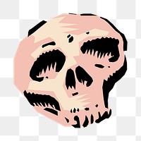 Human skull png sticker Halloween illustration, transparent background. Free public domain CC0 image.