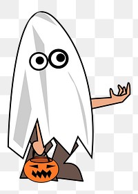 Ghost costume png sticker Halloween illustration, transparent background. Free public domain CC0 image.