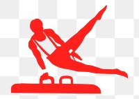 Male gymnast silhouette png sticker cartoon character illustration, transparent background. Free public domain CC0 image.