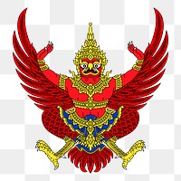 Thai Garuda emblem png sticker Hinduism illustration, transparent background. Free public domain CC0 image.
