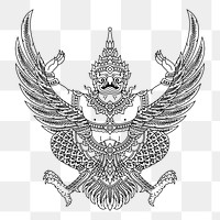 Thai Garuda emblem png sticker Hinduism illustration, transparent background. Free public domain CC0 image.