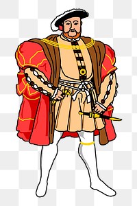 Henry VIII, England king png sticker cartoon character illustration, transparent background. Free public domain CC0 image.
