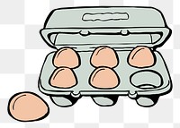 Egg carton png sticker food illustration, transparent background. Free public domain CC0 image.