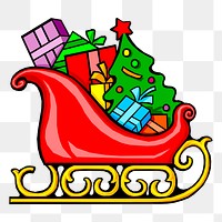 Santa sleigh png sticker Christmas illustration, transparent background. Free public domain CC0 image.