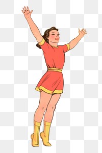 Happy woman png sticker cartoon character illustration, transparent background. Free public domain CC0 image.