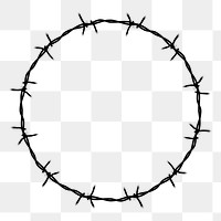Barbed frame png sticker round illustration, transparent background. 