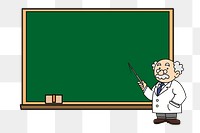 Science png chalkboard and scientist sticker education illustration, transparent background. Free public domain CC0 image.