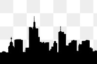 Silhouette city png sticker skyscraper illustration, transparent background. Free public domain CC0 image.