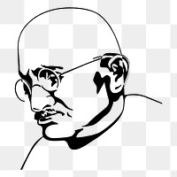 Mahatma Gandhi png sticker, independence movement leader portrait illustration on transparent background. Free public domain CC0 image.