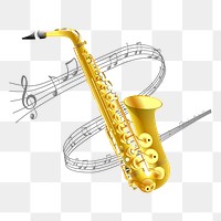 Saxophone png sticker music instrument illustration, transparent background. Free public domain CC0 image.